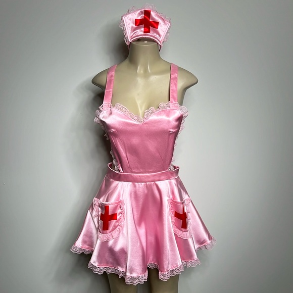 Dolls Kill Dresses & Skirts - Trickz N’ Treats Dolls Kill pink satin nurse costume NWT